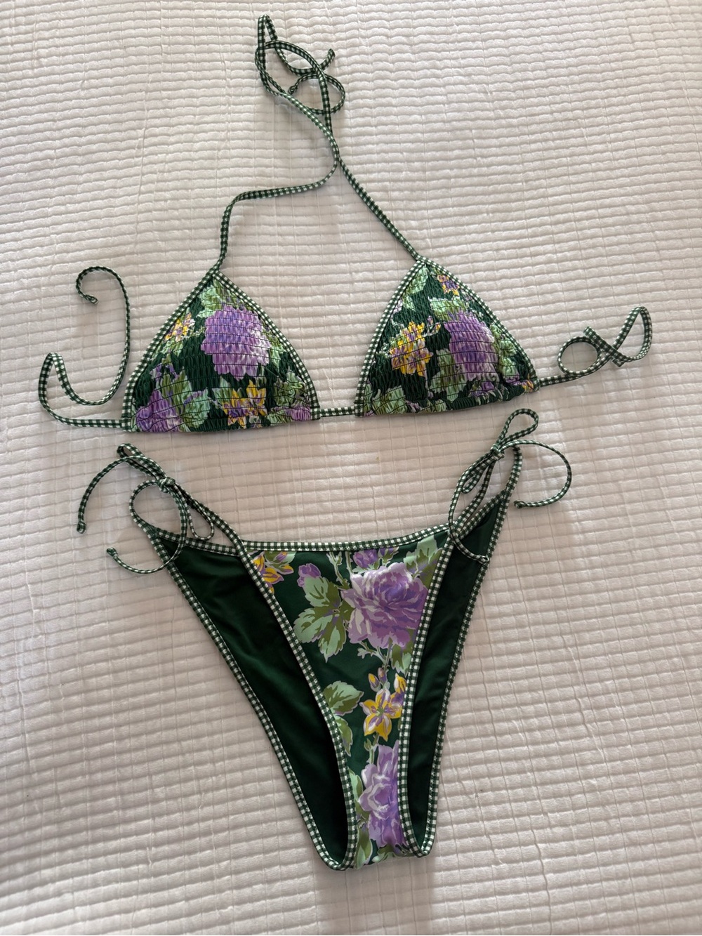 aerie Green Floral Cheekiest Bikini Top